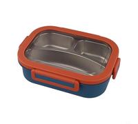 Stainless Steel Lunch Box with Leakproof Design Featuring Three Separate Compartments and Secure Lids for Organized, Spill Meals (Orange)