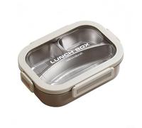 Stainless Steel Lunch Box with Leakproof Design Featuring Three Separate Compartments and Secure Lids for Organized, Spill Meals (Brown)