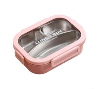 Stainless Steel Lunch Box with Leakproof Design Featuring Three Separate Compartments and Secure Lids for Organized, Spill Meals (Pink)