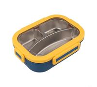 Stainless Steel Lunch Box with Leakproof Design Featuring Three Separate Compartments and Secure Lids for Organized, Spill Meals (Yellow)