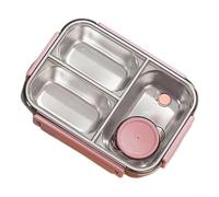 Stainless Steel Lunchbox with Leakproof Triple Compartments and Secure Lock, for Organized, Portable Meal Storage for Travel, School, Picnic, and Outdoor Activities (Red)
