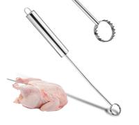 Stainless Steel Lung Scraper, Angled Head Chicken Lung Remover with Easy Grip Handle & Hanging Hole Chicken Butchering Equipment Gutting Processing Tool for Quickly Removing Poultry Lungs