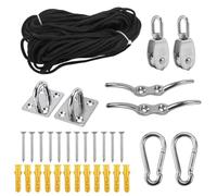 Stainless Steel M20 Lifting Pulley Block Wheel Set Equipment Fit for Cranes Heavy Duty Rigging Hoists 50KG Safe Workload Hammock Hanging Kits