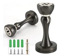 Stainless Steel Magnetic Door Stopper 2 Pack, Anti Bump Wall Silent, Door Sucker Suitable for Bedroom, Living Room, Bathroom, Balcony, Office (Brushed Black Nickel)
