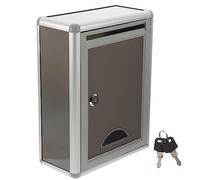Stainless Steel Mailbox Suggestion Box with Lock, Wall Mounted Donation Box Metal Collection Box Hanging Letter Box Complaint Box for Office School Home Suggestion Collect Bin