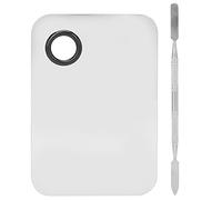 Stainless Steel Makeup Mixing Palette with Spatula | Mix foundation and lipstick colors easily on a stainless steel mirror that resists falling and cleans fast for travel