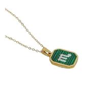 Stainless Steel Malachite Constellation Horoscope Zodiac Sign Pendant Necklace-Scorpio
