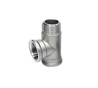 Stainless Steel Male to Femlae Fitting 1/4-2 Inch FFM FMF MMF MFM 3 Ways Tee Type Water Pipe Joint Connector(FFM,1/2")