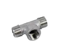 Stainless Steel Male to Femlae Fitting 1/4-2 Inch FFM FMF MMF MFM 3 Ways Tee Type Water Pipe Joint Connector(MFM,1/2")