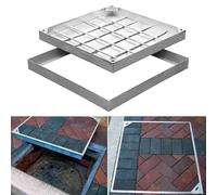 Stainless Steel Manhole Cover & FrameSquare Invisible Septic Lid with 2.6 Ton Load Capacity Metal Drainage Cover for Wastewater Management