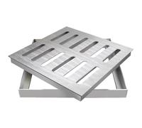 Stainless Steel Manhole Cover - Square Drain Grate with Base, Double-Row Septic Tank Cover, Decorative Catch Basin for Yard - 40cm/15.7in Storm Drain Solution