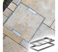 Stainless Steel Manhole Cover with Frame, Heavy-Duty Sewage Basin Cover Featuring Hidden Handles for Driveway, Yard, Garden, and Highway Use