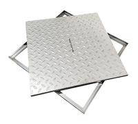 Stainless Steel Manhole Cover with Handles, Square Embedded Septic Tank Lid with Base for Driveway Pavement Courtyards Gardens, 12x12 In to 32x32 In(30x30x2.5cm/12x12x1in)