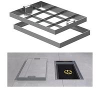 Stainless Steel Manhole Cover with Retractable Handle - Recular Rainwater Well Lid for Garden Pavement Indoor & Outdoor Use (55x65cm)