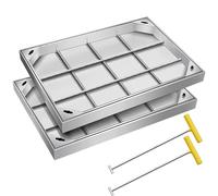 Stainless Steel Manhole Covers - 2 Pack, Rectangular Septic Tank Lid, Durable Drainage Cover for Patios, Driveways, Sidewalks (50x7 cm) - Heavy Duty Design
