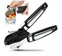 Stainless Steel Manual Can Opener, Heavy Duty Handheld Smooth Edge Tin Opener with Ergonomic Non-Slip Handle, Easy Turn Knob for Kitchen, Safe Lid Cutter, Durable Rust-Resistant Design