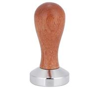 Stainless Steel Manual Coffee Powder Flat Tamper with Wood Handle, 49mm Tool for Espresso Making, Ergonomic Wooden Grip Coffee Press Hammer for Home Office Cafe