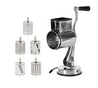 Stainless Steel Manual Drum Grater, Spiral Cutter, Vegetable Salad Cutter, Cheese Grater with 5 Stainless Steel Drum Inserts, Manual Vegetable Cutter for Cheese, Cucumbers, Carrots, Potatoes