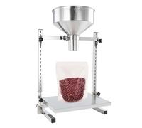 Stainless Steel Manual Filling Machine for Powder Paste Liquid & Granules - Hopper with Support Stand & Lifting Platform for Efficient Packaging