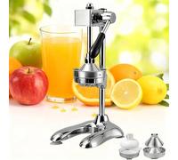 Stainless Steel Manual Juicer, Manual Citrus Squeezer, Stainless Steel Manual Citrus Hand Juicer, Mechanical Gear Boost System, Bionic Octopus Suction Cup, Stable Base, For Business, Family Silver