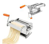 Stainless Steel Manual Pasta Maker Machine with 9 Adjustable Thickness Settings, ABS Hand Crank & Non-Slip Base for Fresh Homemade Lasagna, Spaghetti, Fettuccine