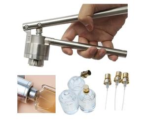 Stainless Steel Manual Perfume Bottle Crimper - Hand Sealing Machine for 13mm/15mm/18mm/20mm Bottles with Ergonomic Long Handle Q52