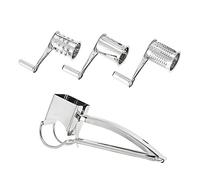 Stainless Steel Manual Rotary Cheese Grater Slicer Multi-Purpose Cheeses Carrots Cucumbers Cutter Shredder with 3 Interchanging Drums
