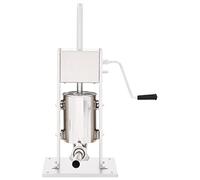 Stainless Steel Manual Sausage Filler with 3 Litre Capacity, Silver Sausage Filler with 3 Filling Tubes, Tilting Funnel and Hand Crank for Easy Cooking and Baking
