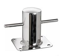 Stainless steel marine mooring bollard 60mm with deck plate and bolt fasteners, suitable for secure boat and vessel rope securing on docks and