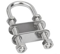 Stainless Steel Marine U-Bolt for Boat Stern and Bow Eye Tie-Down, M8 Size, 304 Grade, 3500 lbs Load Capacity, Includes 2 Flanges and 4 Nuts, Silver Finish