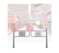 Stainless Steel market Swing Door, Automatic Cng Safe Ber with Guardrail, 90.5in One-Way Direct, Perfect for Indoor/Outdoor Use