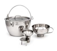 Stainless Steel Maslin Jam Pan 8.5L Funnel Set with Lid - Induction Jam Making Pan with Pouring Spout & Measuring Marks for Jam, Chutney & Preserves - 30cm