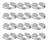 Stainless Steel Mason Jar Lids,12 Pack Polished Surface,Reusable and Leak Proof,Storage Caps with Silicone Seals for Regular Mouth Size Jars (12-Pack Stainless Steel Lids(Wide Mouth))