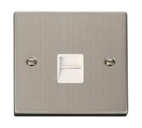 Stainless Steel Master Telephone Single Socket SE Home Metallic Silver One Size