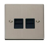 Stainless Steel Master Telephone Twin Socket SE Home Metallic Silver One Size