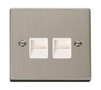 Stainless Steel Master Telephone Twin Socket SE Home Metallic Silver One Size