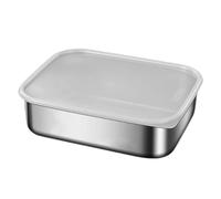 Stainless Steel Meal Preparation Container Food Crisper with See Through Lid Metal Lunch Box for Picnics and Travel Microwave Safe Storage Box