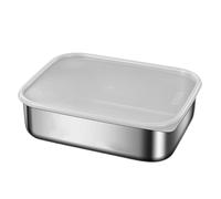 Stainless Steel Meal Preparation Container Food Crisper with See Through Lid Metal Lunch Box for Picnics and Travel Microwave Safe Storage Box