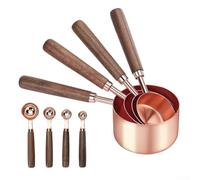 Stainless Steel Measuring Cups Set Wooden Handle 8-Piece