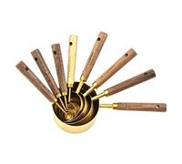 Stainless Steel Measuring Cups Spoons Set Wood Handle Measuring Spoon Cup, Golden