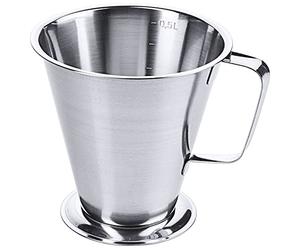 Stainless Steel Measuring Jug 550ml Kitchen Cooking Mug Cup Creamer Pitcher | Features a dripless pouring lip, open handle for stackable storage, and internal volume markings for quick measuring.