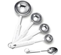 Stainless Steel Measuring Spoon Sets, 4 Pieces Metal Measuring Spoons, Dosing Spoons, Measuring Spoons for Measuring Liquid and Dry Ingredients, for Baking, Measuring Tools, Cooking, Cups (Silver 1)