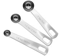 Stainless Steel Measuring Spoons Set, 3 Pack (0.63ml, 2.5ml, 5ml) Includes 1/8 & 1/2 & 1 Tsp, Short Handle Coffee Scoop Spoon for Measurement of Cooking, Baking Ingredients, Spices, Protein Powder