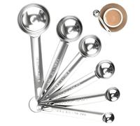 Stainless Steel Measuring Spoons Set, 6 Pcs Heavy Duty Metal Measure Spoons for Dry and Liquid Ingredients, Includes 1/8, 1/4, 1/2, 1 Tsp, 1/2 Tbsp, 1 Tbsp, Essential Kitchen Tools for Baking and Cook