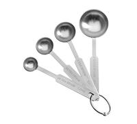 Stainless Steel Measuring Spoons - Set of 4 Premium Metal Spoons - Strong and Durable - Engraved with Metric and Imperial / US Sizes Including Tablespoon and Teaspoon - Ideal for Cooking and General