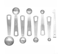 Stainless Steel Measuring Spoons Set with Stirring Rod - Heavy Duty Kitchen Utensil for Dry Liquid Ingredients - Metric UK for Imperial Scale - 9 Piece Baking Tools(8)