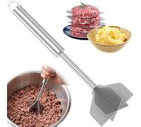Stainless Steel Meat Chopper, 6-Blade Metal Ground Beef Masher Tool, Turkey and Hamburger Mince Masher, Non-Stick Meat Chopper for Hamburger, Vegetable Puree and Kitchen Essentials