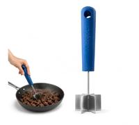Stainless Steel Meat Chopper & Masher | Dishwasher Safe | 6-Blade Ground Beef Chopper Tool | Hamburger Smasher | Oversized Soft Grip Handle | Heat Resistant Grip - 9" (Lagoon Blue 9")