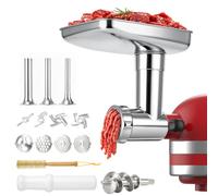 Stainless Steel Meat Grinder Attachments for KitchenAid Stand Mixers | All-Metal Meat Mincer with Grinding Plates, Blades & Sausage Stuffer Kit, Food-Grade Mixer Accessories for Home Use
