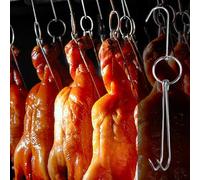 Stainless Steel Meat Hooks Double Prong Roast Duck Hook for BBQ Grill Hanging Skewers Heavy Duty Poultry Hanger Commercial Kitchen Meat Tool Large (A)